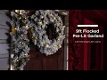 SKY5093 9ft Pre Lit Snow Flocked Artificial Christmas Garland Decoration