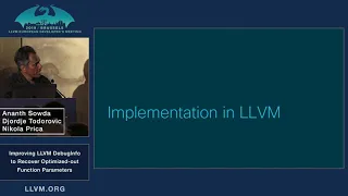 2019 EuroLLVM Developers Meeting N Prica Improving Debug Information in LLVM to Recover