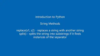 Python String Methods - replace split
