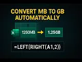 MB to GB Conversion Excel