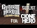 Clone hero Guitar hero 3 Setlist and other guitar hero