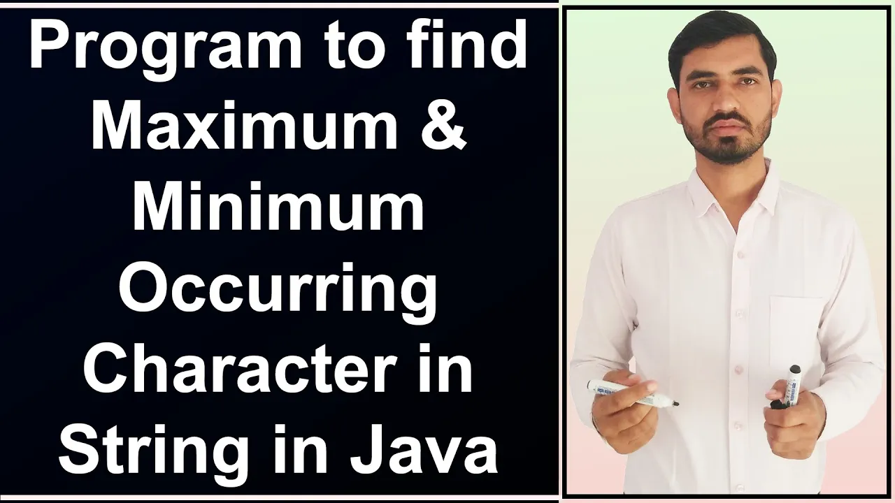 Program to find Maximum Occurring Character in String in Java by Deepak - YouTube thumbnail