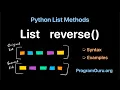 Python List reverse Method - Syntax Examples