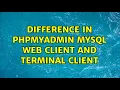 Difference In Phpmyadmin Mysql web client and Terminal client 2 Solutions
