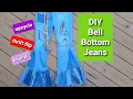 DIY tutorial on how to upcycle your own jeans and turn them into a fun edgy pair of bell bottoms
