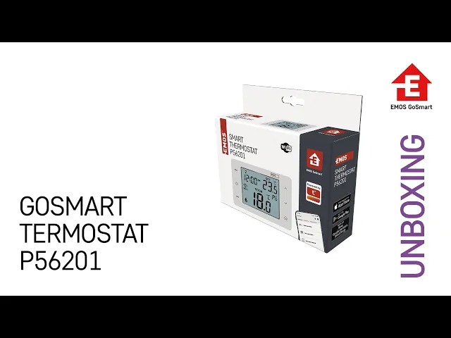 Термостат за отопление и охлаждане 5…35 °C с LCD дисплей 2A Wi-Fi GoSmart EMOS - Опаковка на термостат P56201.
