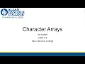 CBIS 112 Character Arrays