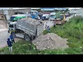 Download Lagu Wonderful show! Great Driver Skillful Good Processing Using Dozer Pushing Stone Soil with Dump Truck