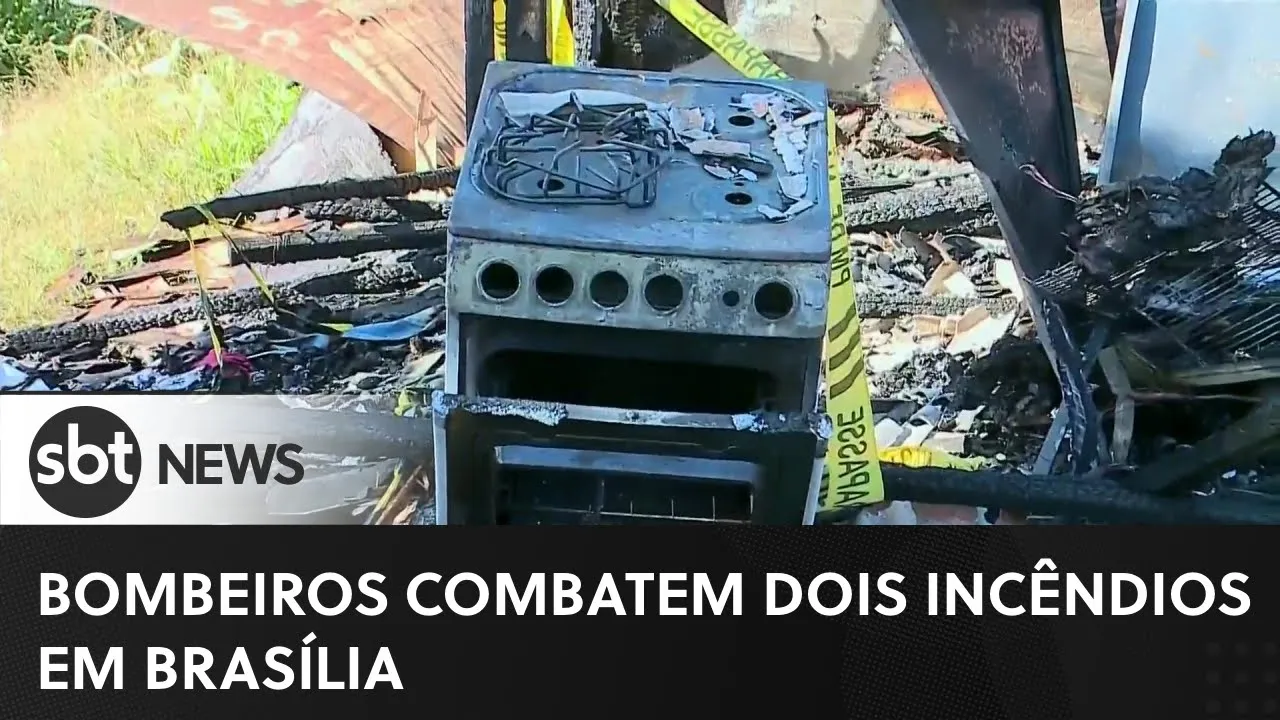 Bombeiros combatem dois incêndios em Brasília | #SBTNewsnaTV (22/05/23)