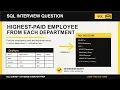 Find Highest Paid Employee from Each Department SQL Interview Question