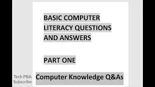 Basic Computer Literacy Questions Answers Basic Computer Knowledge Questions Answers Part 1