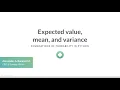 Python Tutorial Expected value mean and variance
