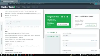 Python Hackerrank Mod DivMod Math Solution Python Modulus Integer division program