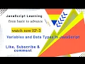 JavaScript Episode-3 Variables and Data Types