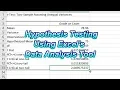 T Test Using Using Excel s Data Analysis Tool for Hypothesis Testing