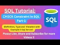 36 CHECK Constraint in SQL SQL CHECK Constraint