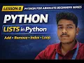 Python Lists Tutorial for Beginners Lesson 8 Python for AbsoluteBeginners SeriesLists inPython Hindi