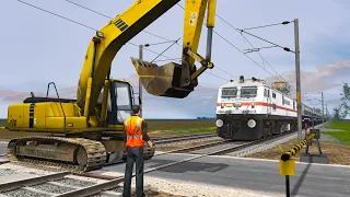 Train vs JCB | Stops The Train on Level Crossing - BeamNG.Drive