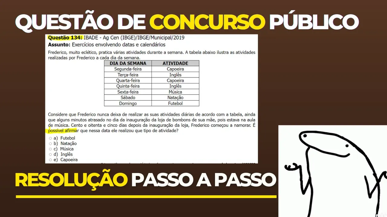 👨‍🏫 Questão 134 BANCA #IBADE 📚  Datas e Calendários♟️ Raciocínio Lógico para #concursos