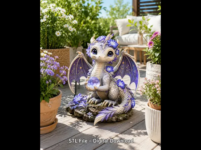 Cute Moonlight Dragon with Crystal Orb STL File for 3D Print video thumbnail