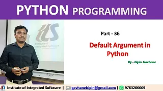 Part - 36 Default Arguments in Python Hindi Language