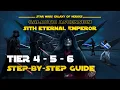 Tier 4 5 6 guide for SEE Galactic Legend Ascension Event - GL Sith Eternal Emperor SWGOH