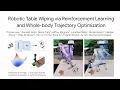 Robotic Table Wiping via Reinforcement Learning and Whole-body Trajectory Optimization