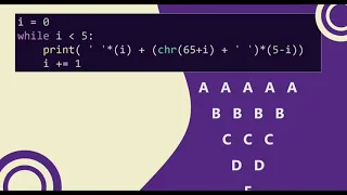 80 Alphabet Triangle Pattern without any pre-defined method using while loop in Python