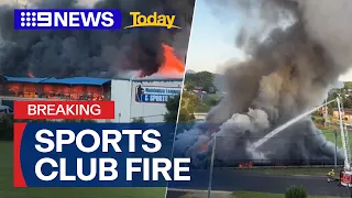 Popular sports club destroyed in devastating fire | 9 News Australia