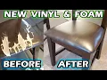 How to REUPHOLSTER a common dining room chair with new Vinyl Foam D I Y