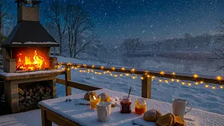 Cozy Winter Night Relaxing Jazz Piano With Fireplace Crackling And Soft Wind Ambience For Study 