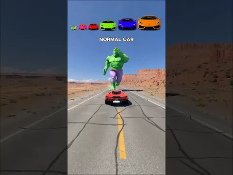 Big & Small Cars vs Running Giant Hulk