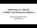 Performance Task in Math and in Advanced Algebra