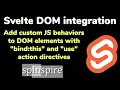 Binding DOM to JS variables in Svelte - bind this and use directives
