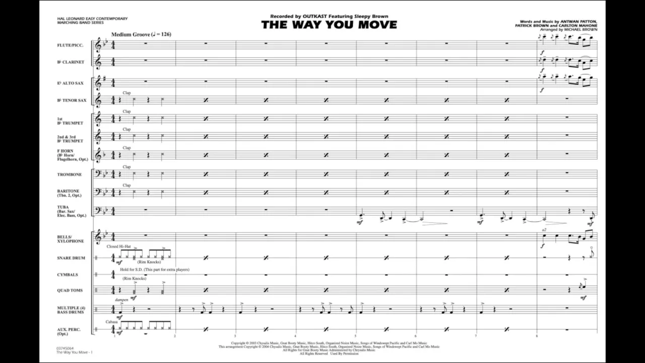 The Way You Move arranged by Michael Brown The Way You Move arranged by Michael Brown
