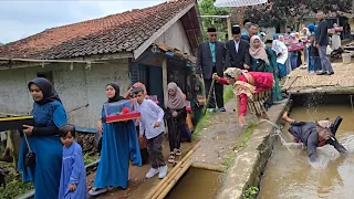 lengser kejebur solokan pas sambut jajap pengantin warga heboh di hajatan pedesaan jawa barat