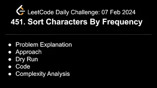 LeetCode Challenge 451 Sort Characters By Frequency C Explained Solved shwetabhagat8920
