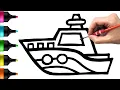 Yacht Boat Drawing Painting Coloring For Kids and Toddlers - Child Art