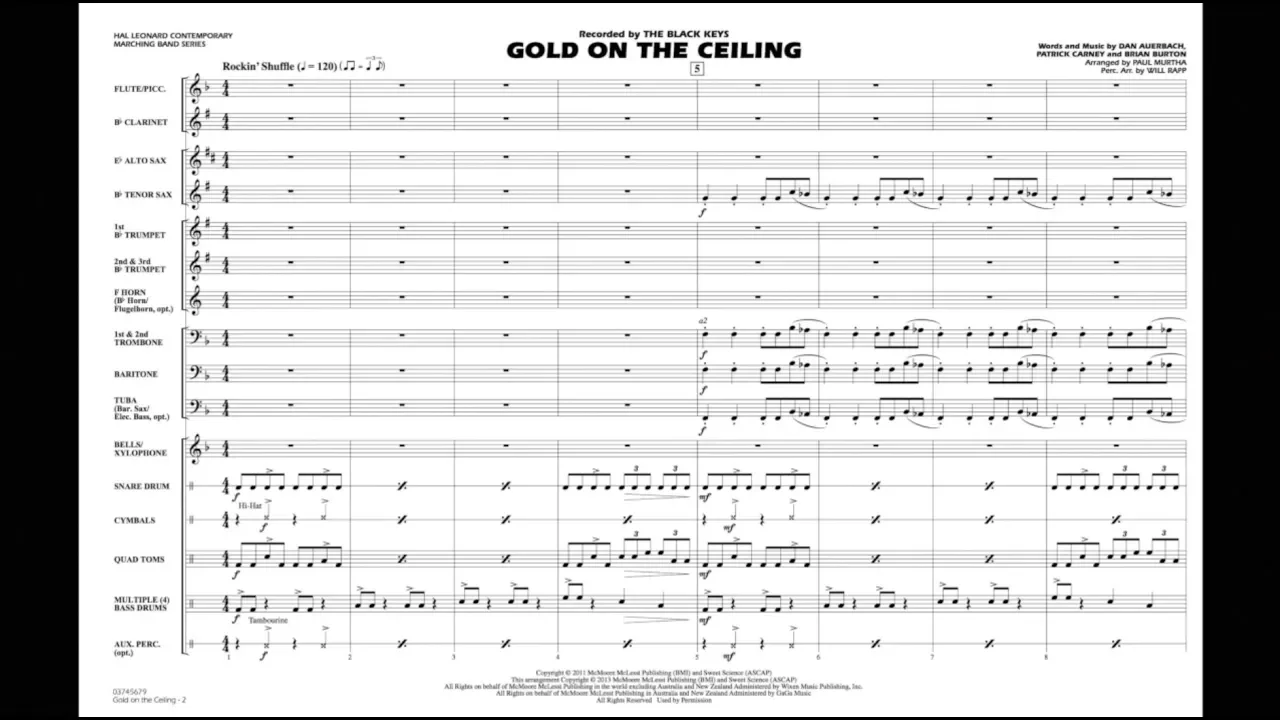 Gold on the Ceiling arranged by Paul Murtha