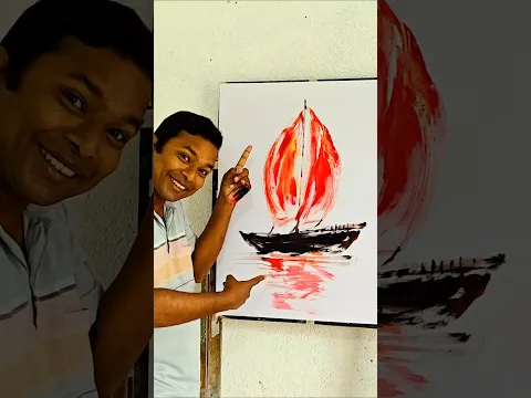 পালতোলা নৌকা আঁকার অসাধারণ টেকনিক #boat #art #painting #howto #trending #ideas #viral #shorts