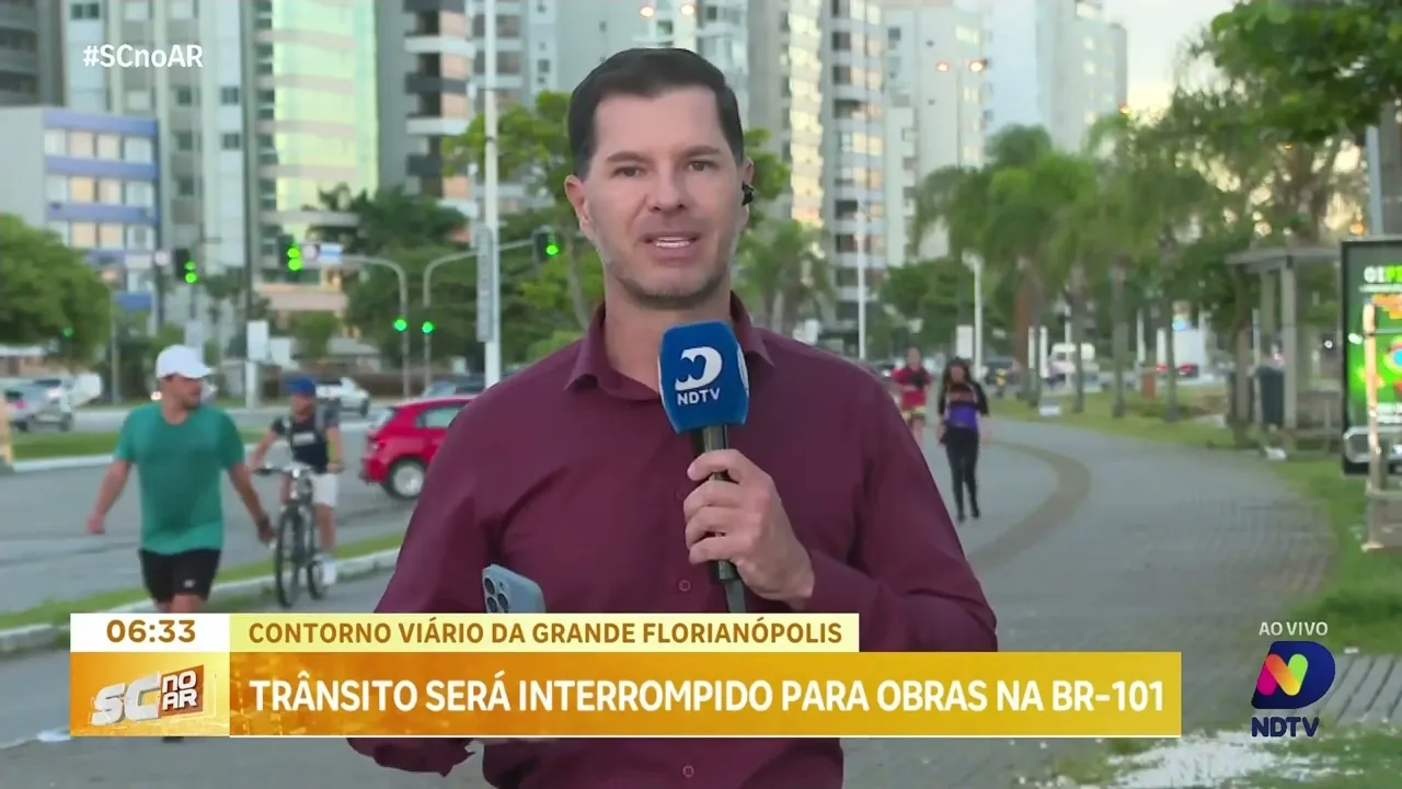 Obras no trevo sul do Contorno Viário interrompem trânsito em trechos da BR-101 em Palhoça