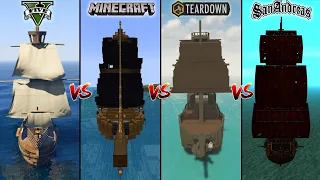 GTA 5 Pirate Ship vs Minecraft vs Teardown vs GTA San Andreas - WHICH IS BEST?