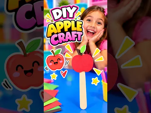 DIY Popsicle Stick Apple Craft | Easy Kids Activity #diy #craft #craftyfun #kids
