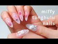 let s do 3D strawberry miffy nails at home ASMR gel-x nail art using korean nail brands