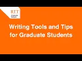 Graduate School Workshop Writing tools and tips