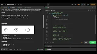 Leetcode 1290 Convert Binary Number in a Linked List to Integer Python Binary Bits string