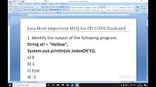 ITI COPA Java MCQ Questions and Answers with PDF Most important java programming language MCQs