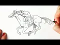 How to draw a racehorse and jockey easy