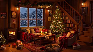 Soft Christmas Jazz Music Cozy Cabin Ambience With Crackling Fireplace Falling Snow To Unwind 