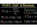 Marginal Revenue Average Cost Profit Price Demand Function - Calculus